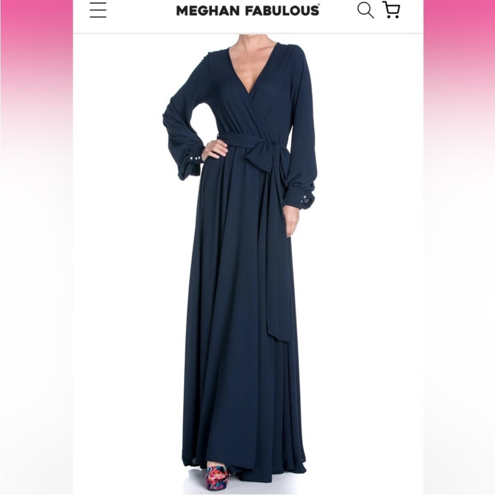 Meghan Fabulous Lilypad Maxi Navy Dress - Picture 2 of 12